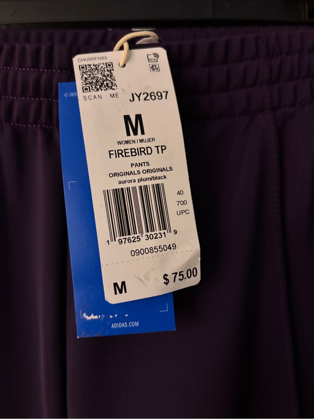 adidas Deep Purple Wide-Leg Track Pants with Black Side Stripes - Picture 8 of 9